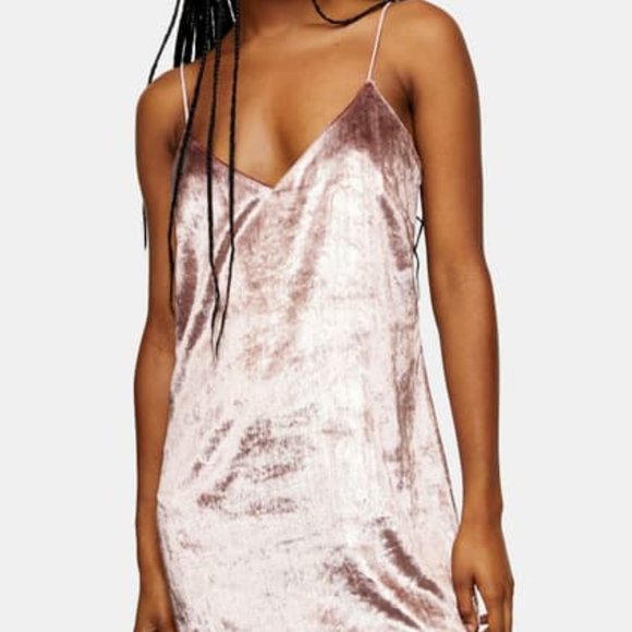 TOPSHOP Glitter Velvet Mini Slipdress Size 8